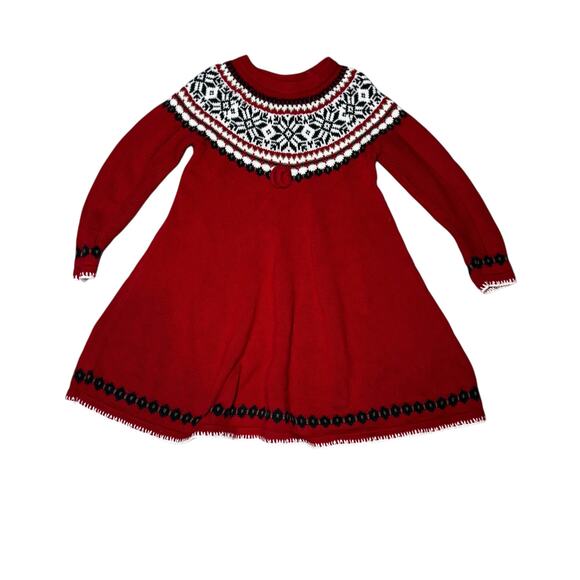 Hanna Andersson Girls Red Nordic Sweater Dress Size 5 Long Sleeve Holiday Winter - Picture 9 of 9